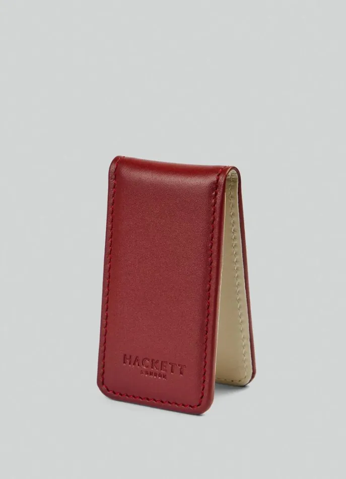 Men Wallets and Cardholders Hackett London TwoTone Magnetic Clip Case Redwhite