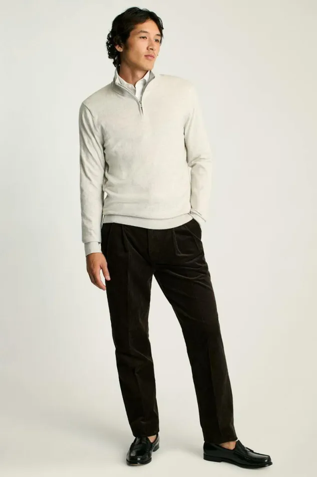 Men Washable Cotton Cashmere HalfZip Light Grey Bonobos Half and FullZips