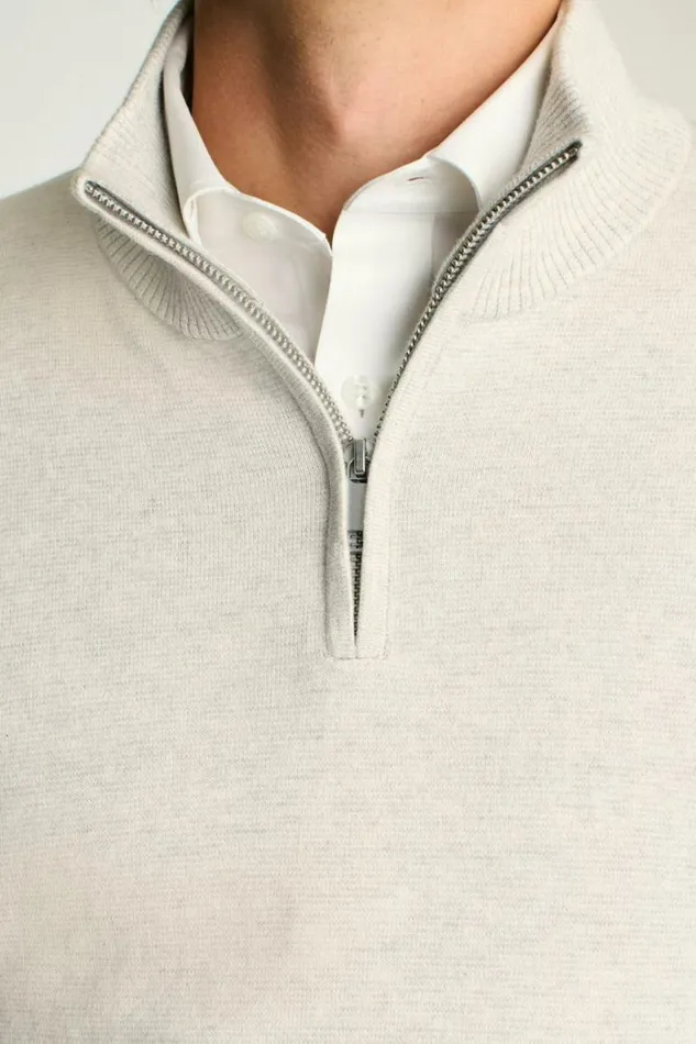 Men Washable Cotton Cashmere HalfZip Light Grey Bonobos Half and FullZips