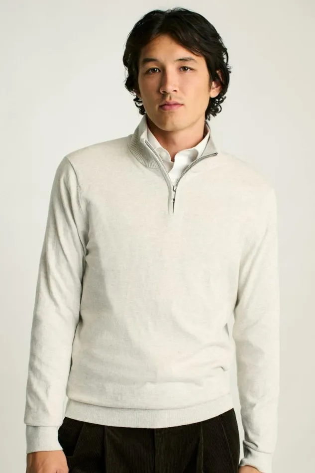 Men Washable Cotton Cashmere HalfZip Light Grey Bonobos Half and FullZips