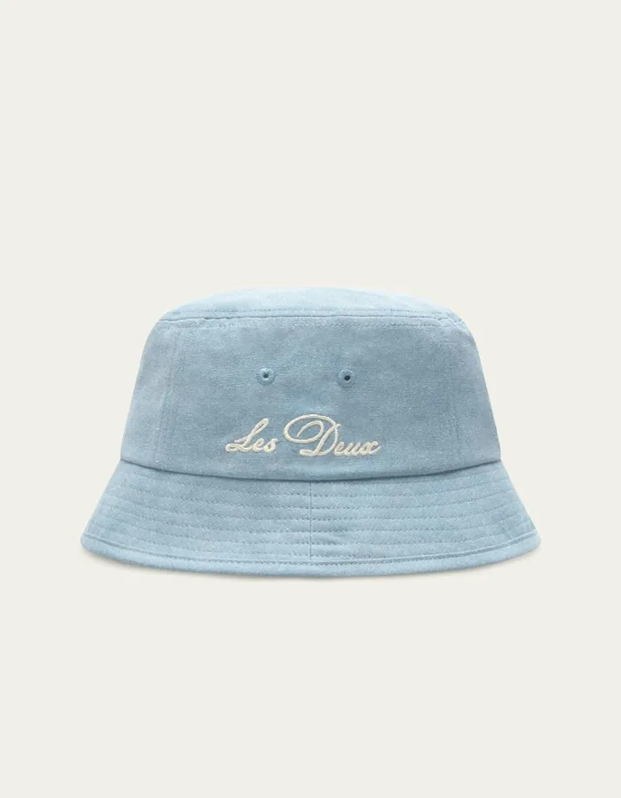 Men Washed Bucket Hat 8211 Washed Denim Blue Les Deux CapsHats
