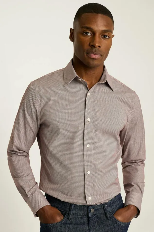 Men Weekday Warrior Dress Shirt Burgundy Micro Houndstooth Bonobos Business Casual Shirts