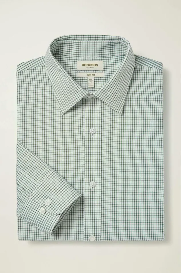 Men Weekday Warrior Dress Shirt Deep Green Grid Check Bonobos Business Casual Shirts
