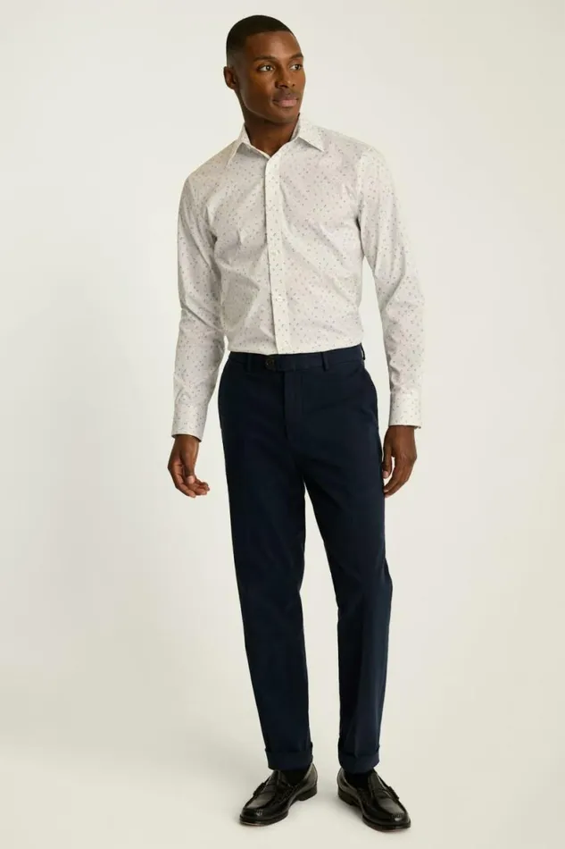 Men Weekday Warrior Dress Shirt White Blue Floral Bonobos Business Casual Shirts