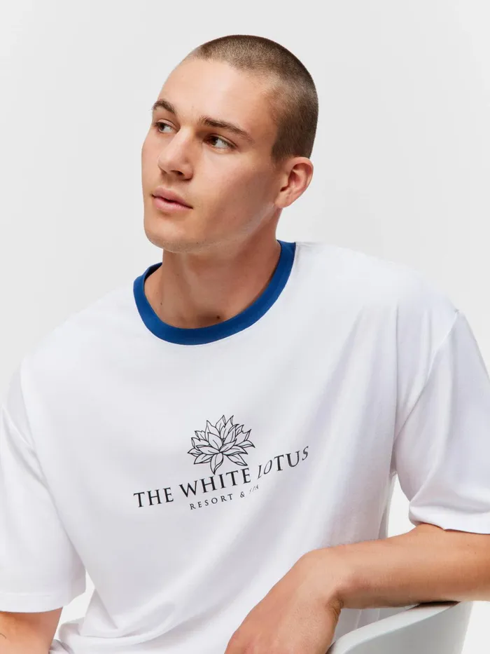 Men White Lotus Tee Cream Peter Alexander Tops