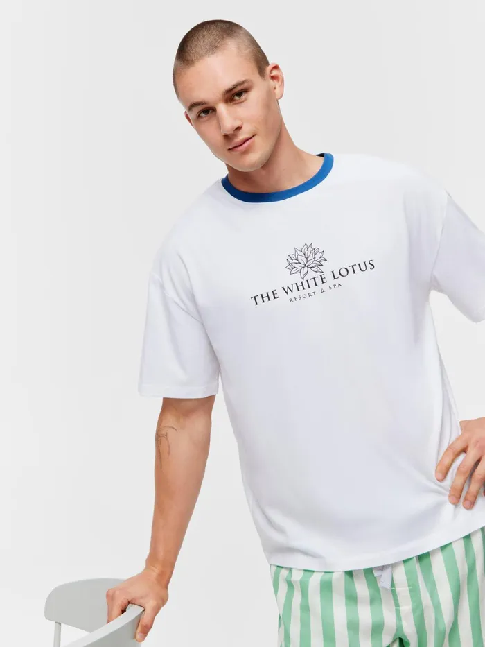 Men White Lotus Tee Cream Peter Alexander Tops