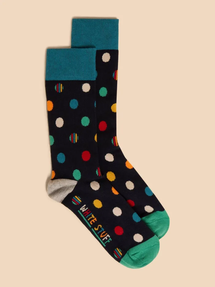 Men White Stuff Accessories Polka Dot Ankle Sock