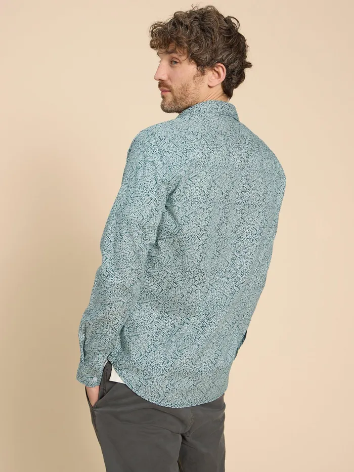 Men White Stuff Clothing Basil Leaf Printed Shirt Men White Stuff Clothing Basil Leaf Printed Shirt