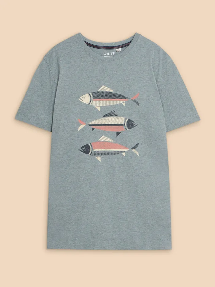 Men White Stuff Clothing Fish Graphic Short Sleeve Tee Men White Stuff Clothing Fish Graphic Short Sleeve Tee