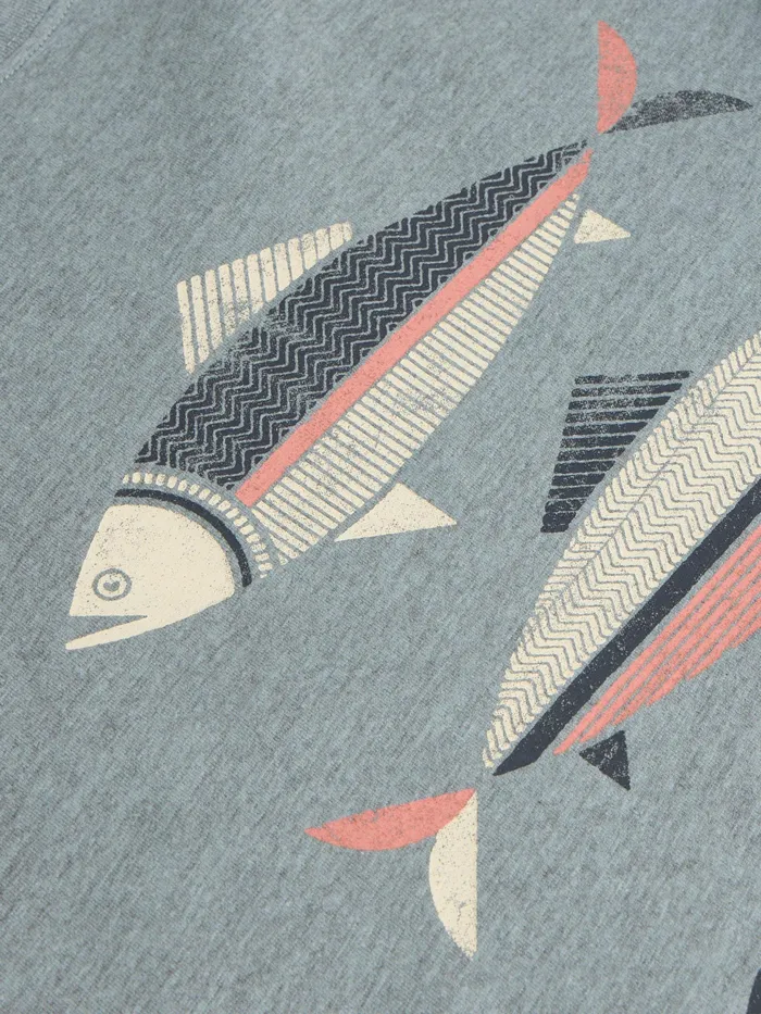 Men White Stuff Clothing Fish Graphic Short Sleeve Tee Men White Stuff Clothing Fish Graphic Short Sleeve Tee