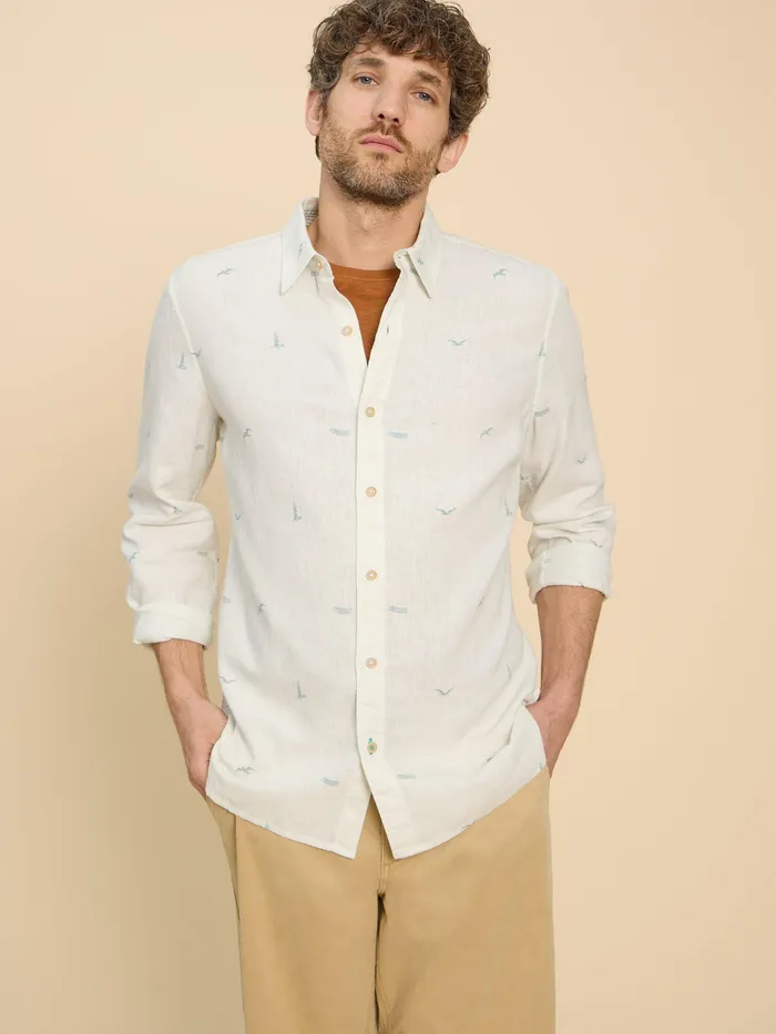 Men White Stuff Clothing Lighthouse Print Linen Shirt