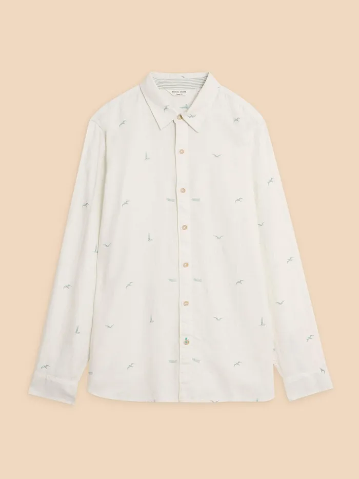 Men White Stuff Clothing Lighthouse Print Linen Shirt Men White Stuff Clothing Lighthouse Print Linen Shirt