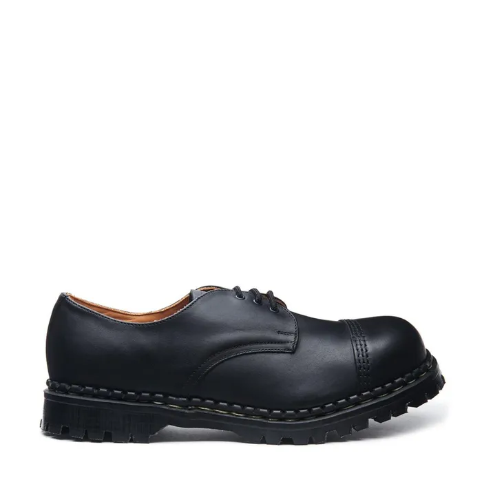 MenWomen Solovair Steel Toe Shoes Black Greasy Steel Toe Capped Gibson Shoe