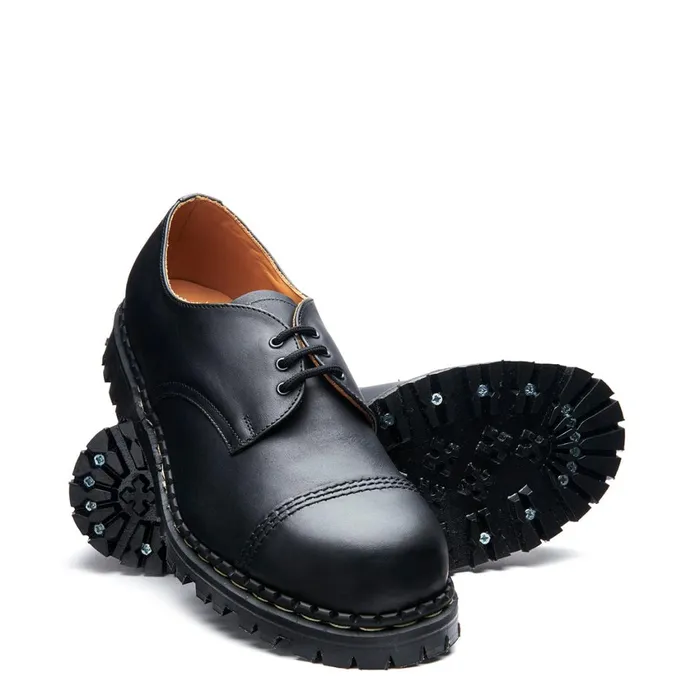 MenWomen Solovair Steel Toe Shoes Black Greasy Steel Toe Capped Gibson Shoe