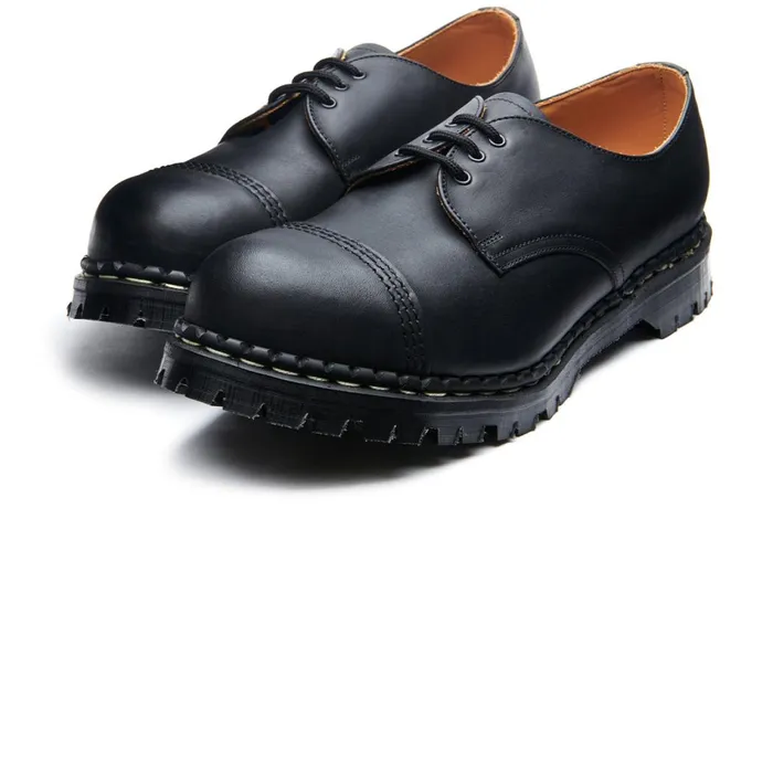 MenWomen Solovair Steel Toe Shoes Black Greasy Steel Toe Capped Gibson Shoe