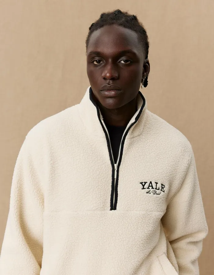 Men Yale HalfZip Fleece 8211 Ivory Les Deux JacketsCoats