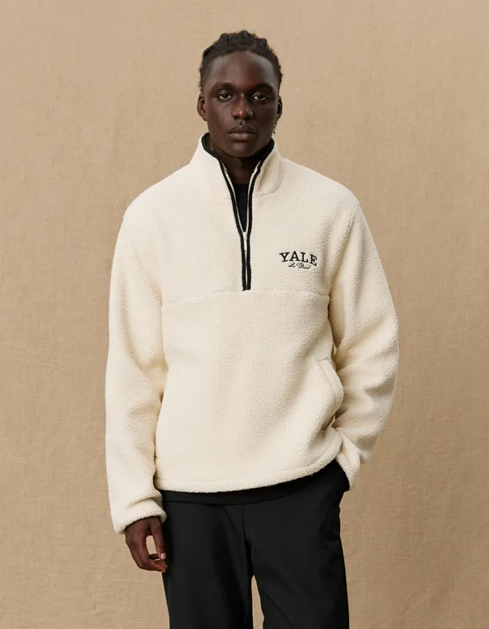 Men Yale HalfZip Fleece 8211 Ivory Les Deux JacketsCoats