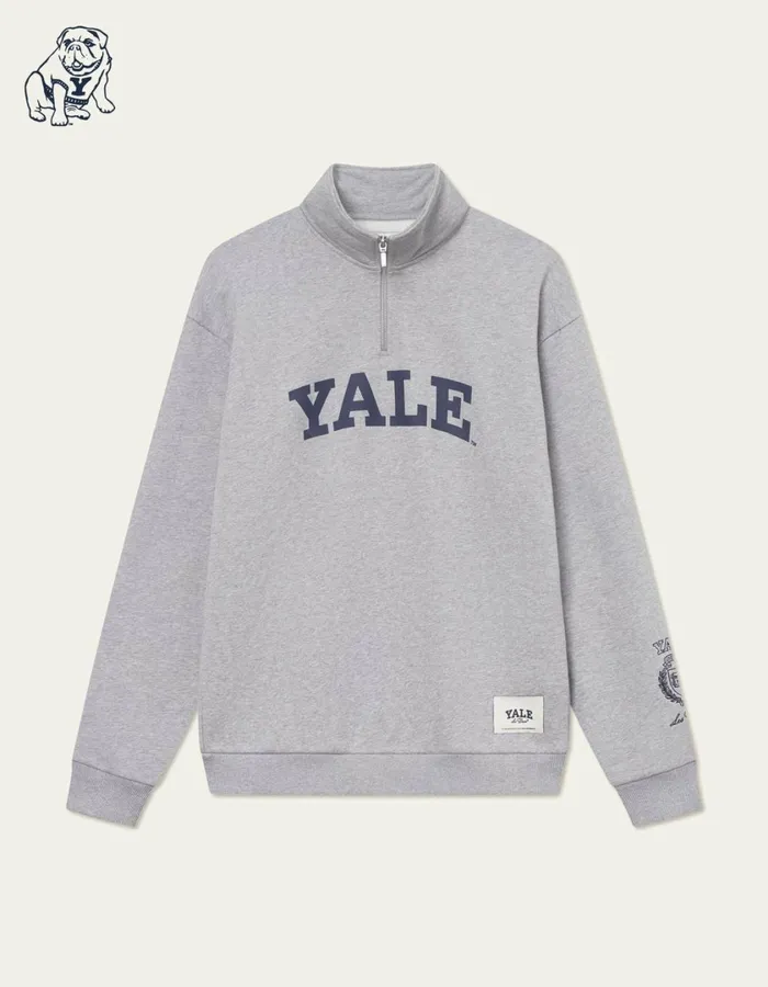 Men Yale Logo HalfZip Sweatshirt 8211 Light Grey Melange Les Deux HoodiesSweatshirts Men Yale Logo HalfZip Sweatshirt 8211 Light Grey Melange Les Deux HoodiesSweatshirts