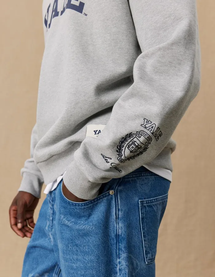 Men Yale Logo HalfZip Sweatshirt 8211 Light Grey Melange Les Deux HoodiesSweatshirts