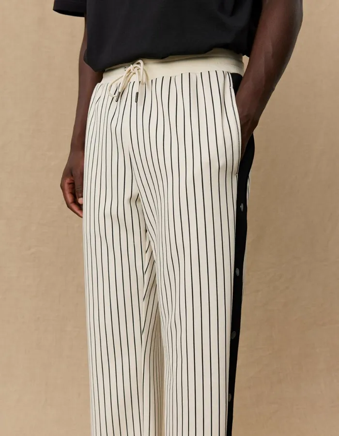 Men Yale Pressbutton Track Pants 8211 IvoryBlack Les Deux Pants