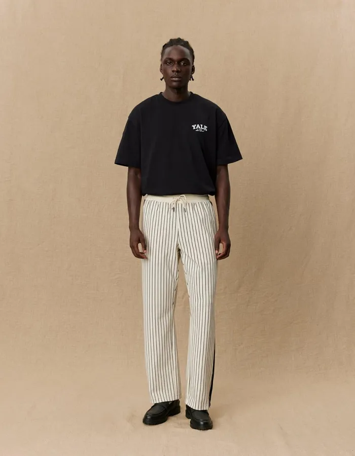 Men Yale Pressbutton Track Pants 8211 IvoryBlack Les Deux Pants