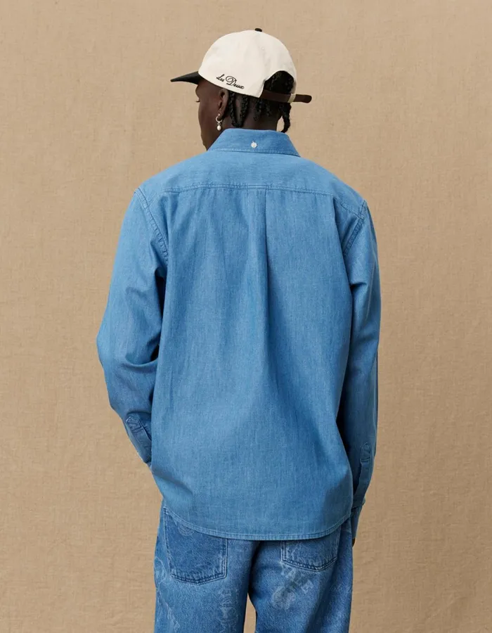 Men Yale Y Denim Shirt 8211 Light Denim Blue Les Deux ShirtsOvershirts