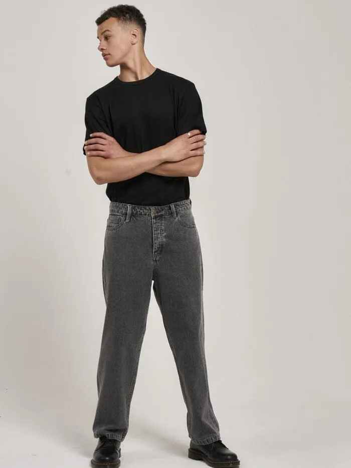 Mens Big Slacker Denim Jean Asphalt Grey Thrills Denim