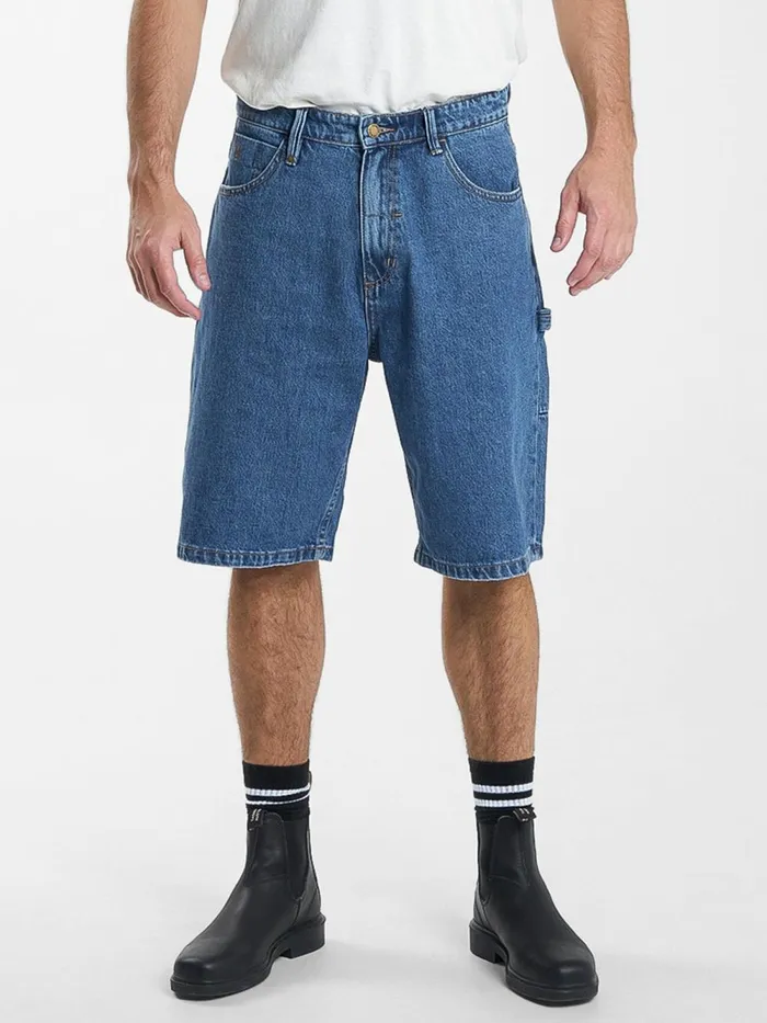 Mens Big Slacker Denim Short Rinsed Blues Thrills Shorts