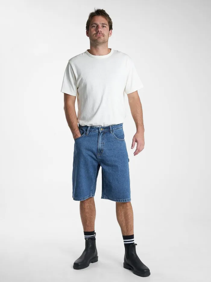 Mens Big Slacker Denim Short Rinsed Blues Thrills Shorts