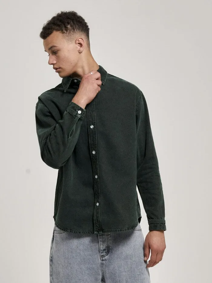 Mens Canyon Long Sleeve Shirt Spruce Green Thrills Shirts