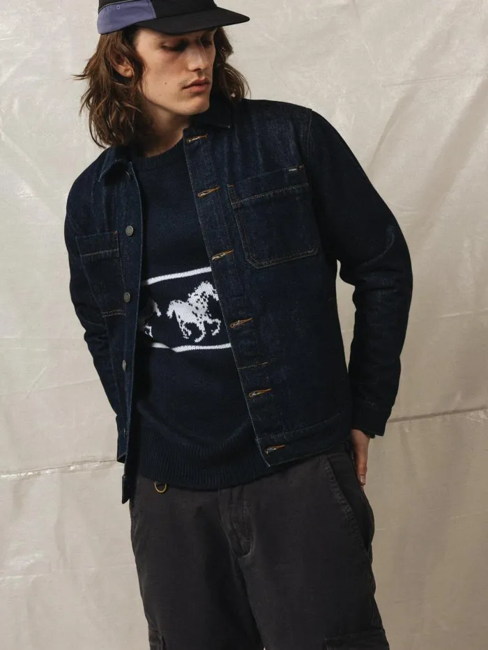 Mens Canyon Oversized Denim Jacket Raw Indigo Thrills Denim