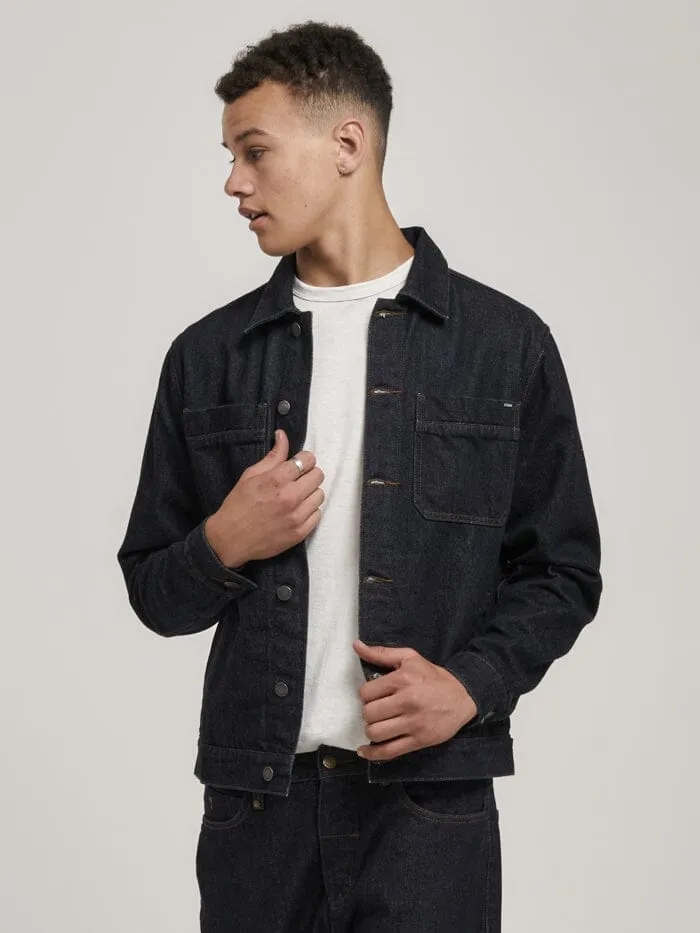 Mens Canyon Oversized Denim Jacket Raw Indigo Thrills Denim