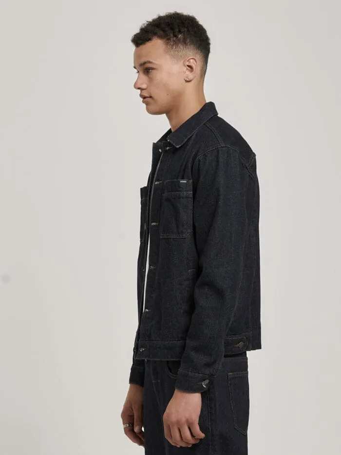 Mens Canyon Oversized Denim Jacket Raw Indigo Thrills Denim