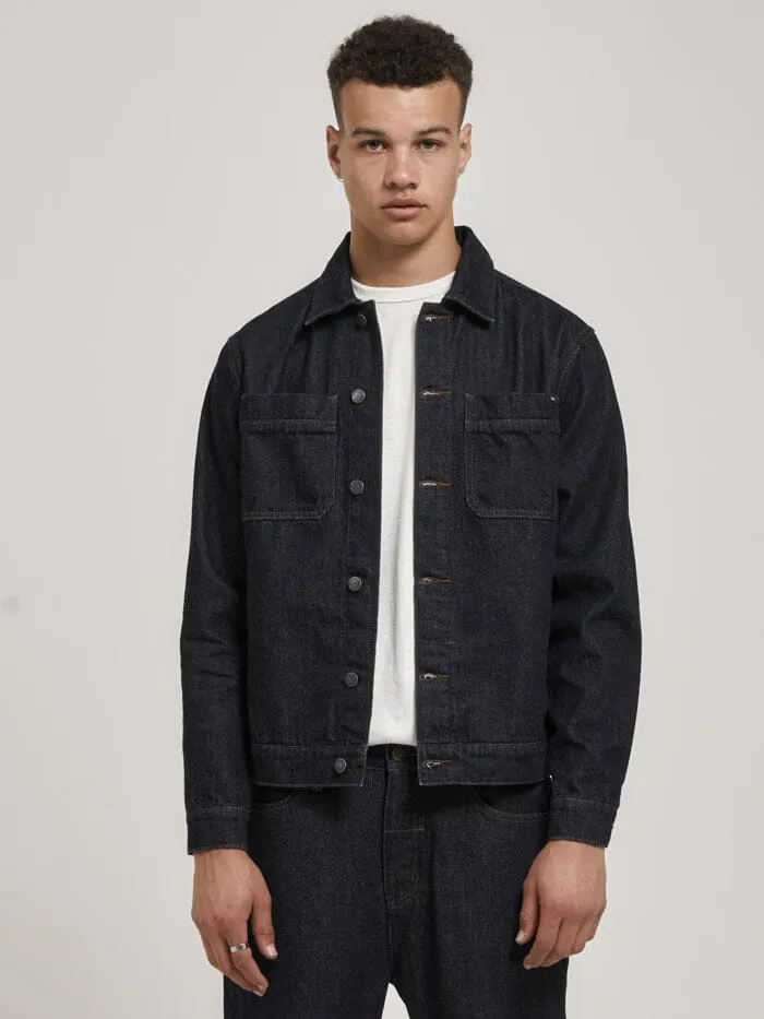 Mens Canyon Oversized Denim Jacket Raw Indigo Thrills Denim