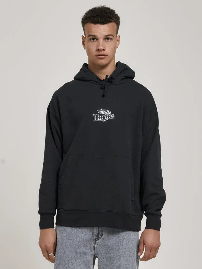 Mens Chrome Smith Slouch Pull On Hood Twilight Black Thrills Sweaters and Fleece