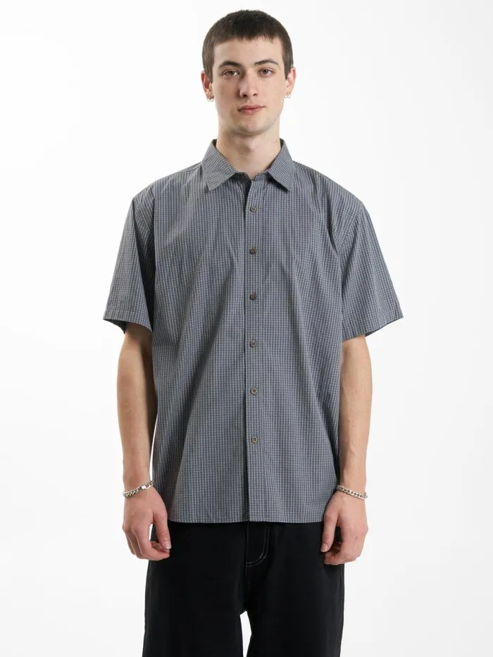 Mens Cortex Short Sleeve Shirt Army Blue Thrills Shirts