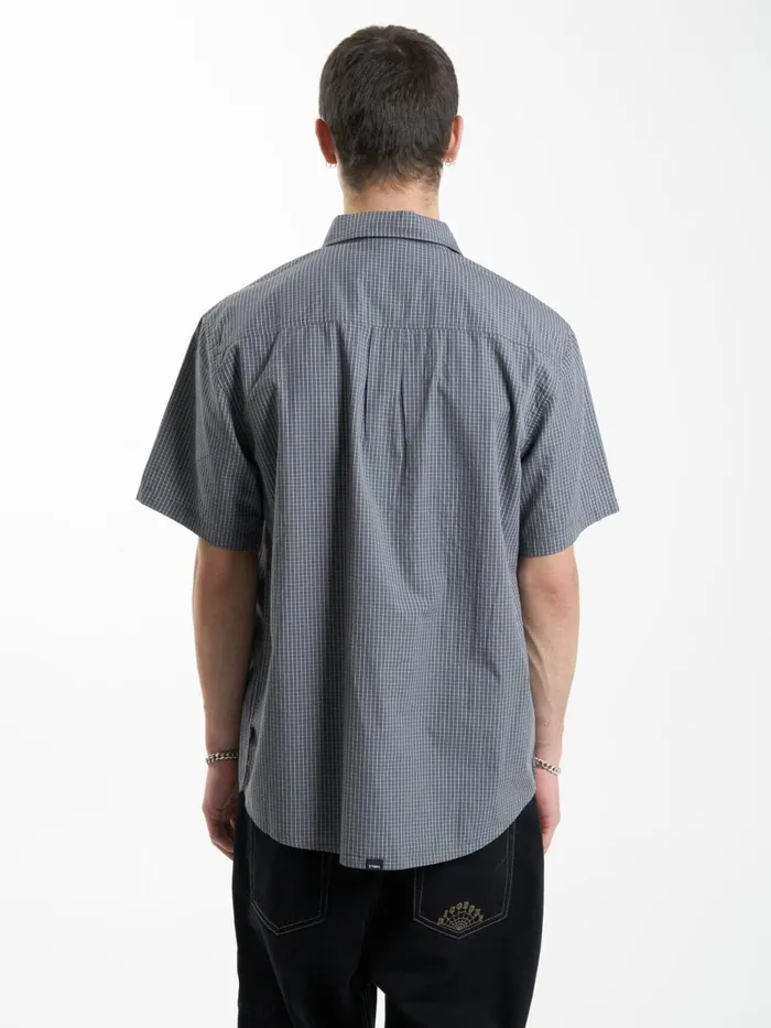 Mens Cortex Short Sleeve Shirt Army Blue Thrills Shirts