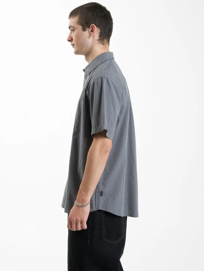 Mens Cortex Short Sleeve Shirt Army Blue Thrills Shirts
