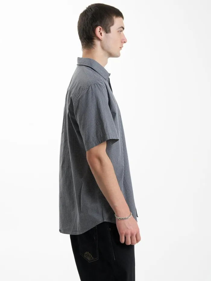 Mens Cortex Short Sleeve Shirt Army Blue Thrills Shirts