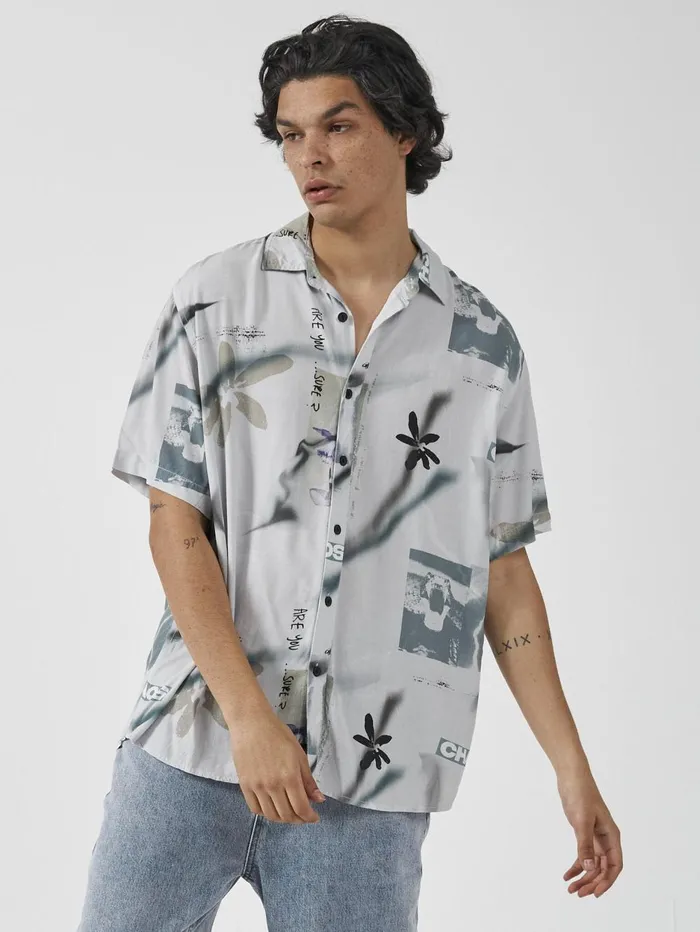 Mens Electric Chaos Short Sleeve Shirt Blue Mist Thrills Shirts
