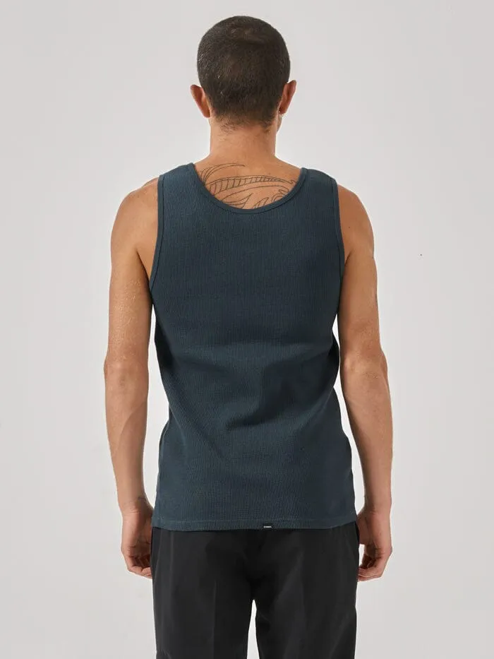 Mens Existencial Waffle Singlet Jasper Green Thrills Tees and Tank Tops