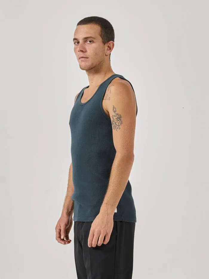 Mens Existencial Waffle Singlet Jasper Green Thrills Tees and Tank Tops