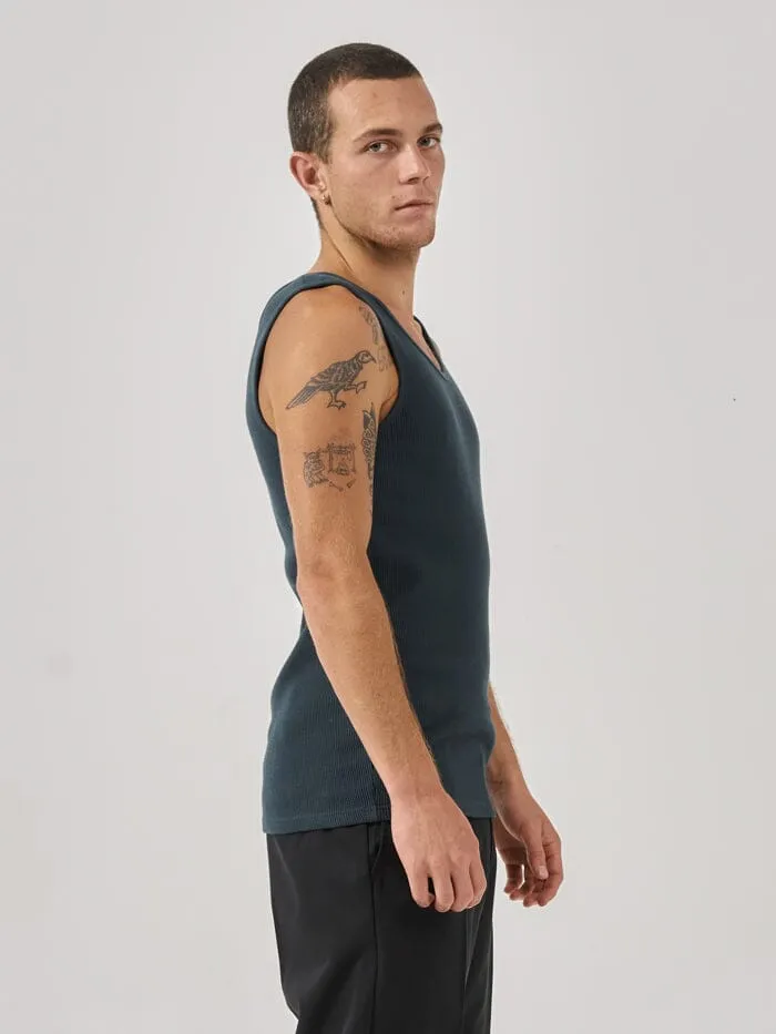 Mens Existencial Waffle Singlet Jasper Green Thrills Tees and Tank Tops