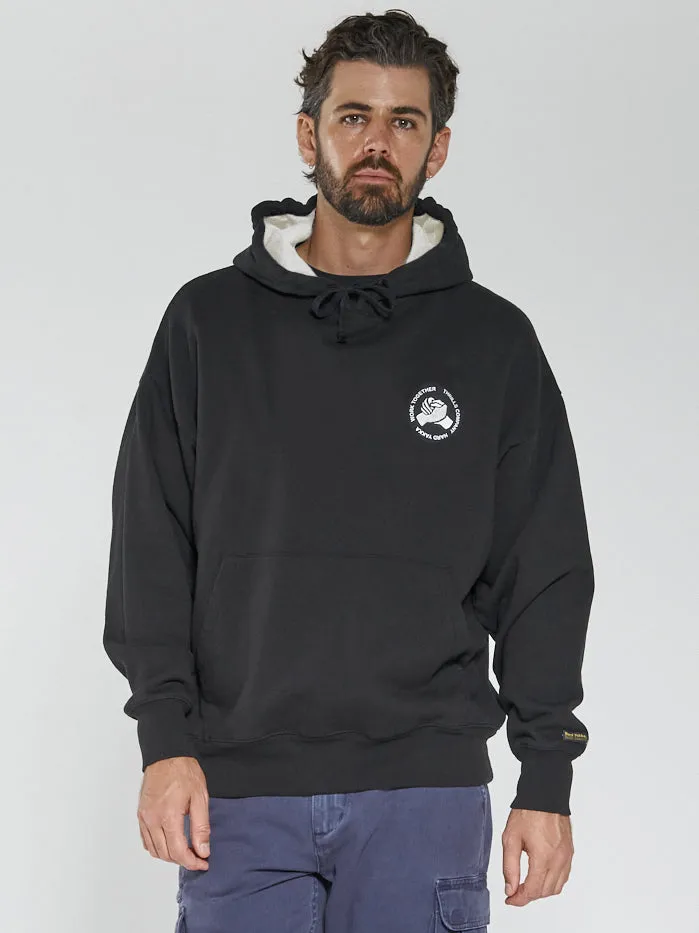 Mens Hard Yakka X Work Together Slouch Pull On Hood Washed Black Thrills Sweaters and Fleece Mens Hard Yakka X Work Together Slouch Pull On Hood Washed Black Thrills Sweaters and Fleece
