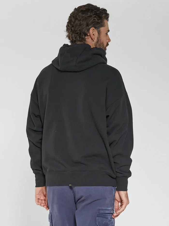 Mens Hard Yakka X Work Together Slouch Pull On Hood Washed Black Thrills Sweaters and Fleece