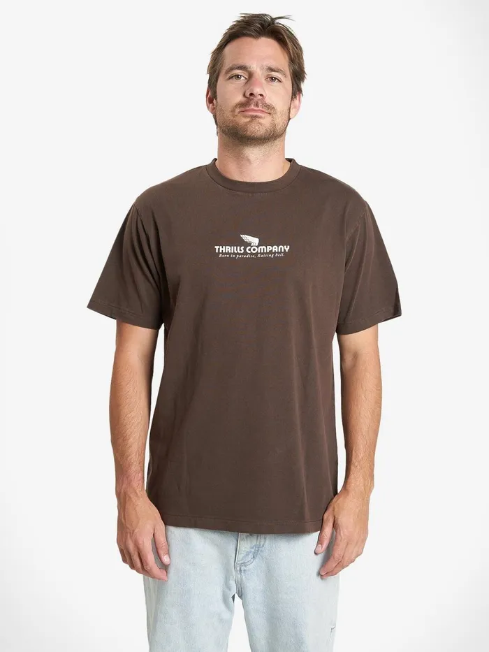 Mens Hell Raising Merch Fit Tee Postal Brown Thrills Tees and Tank Tops
