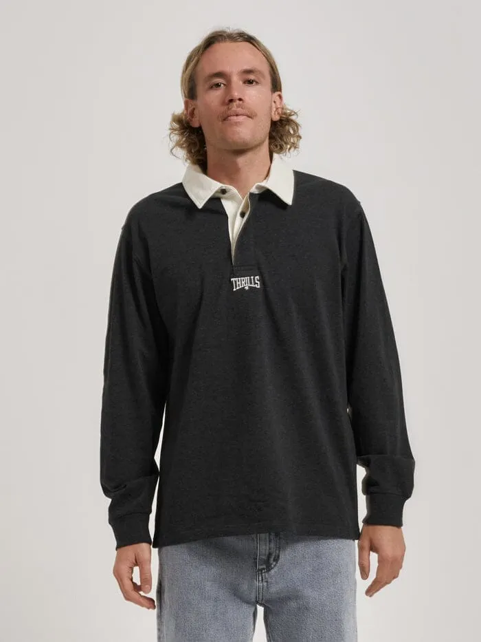 Mens Hell Week Rugby Polo Black Heather Thrills Tees and Tank Tops