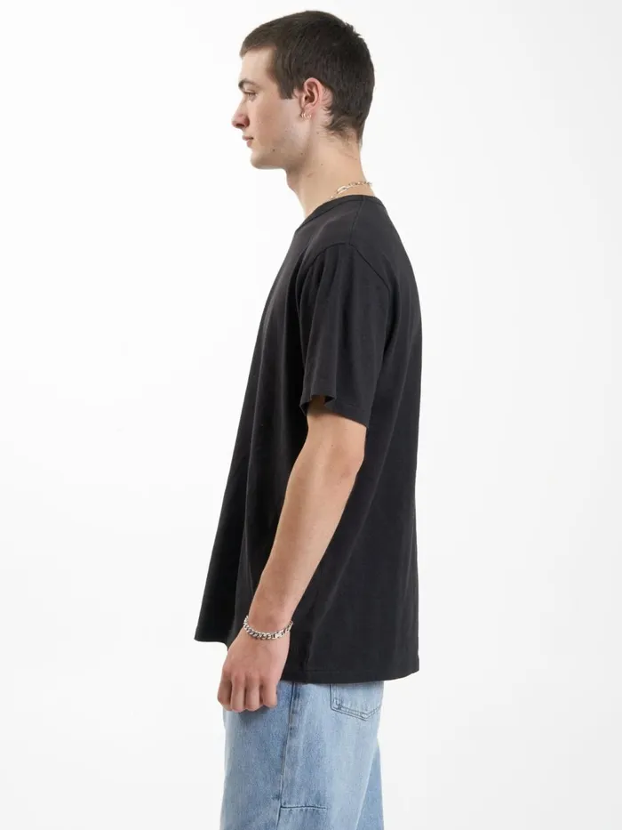 Mens Hemp Embro Merch Fit Tee Black Thrills Tees and Tank Tops