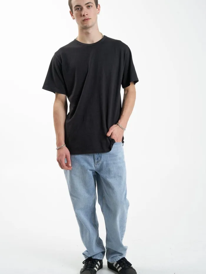 Mens Hemp Embro Merch Fit Tee Black Thrills Tees and Tank Tops
