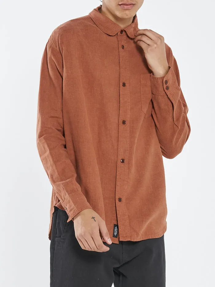 Mens Hemp Minimal Oversize Long Sleeve Shirt Coffee Thrills Shirts